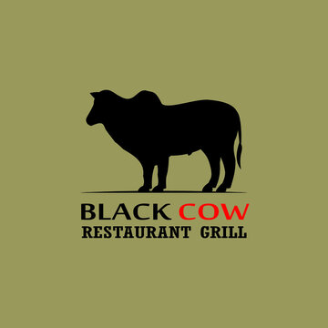 Cattle Angus Cow silhouette restaurant logo design