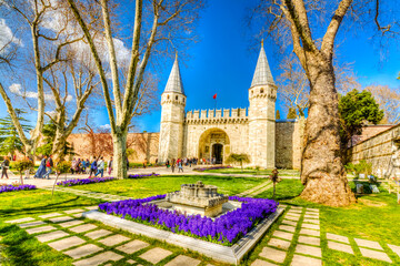 Naklejka premium The gate of Salutation in Topkapi Palace. Topkapi Palace is popular tourist attraction in the Turkey.