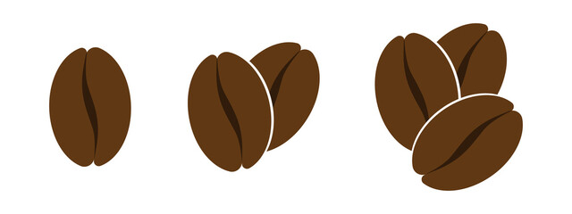 Set of coffee bean icon. Brown line grain coffee.Simple line coffee vector icon isolated on white backgrounnd.