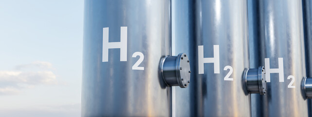 modern hydrogen tank for renewable energy - obrazy, fototapety, plakaty