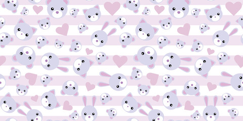 Cute animal seamless repeat pattern background