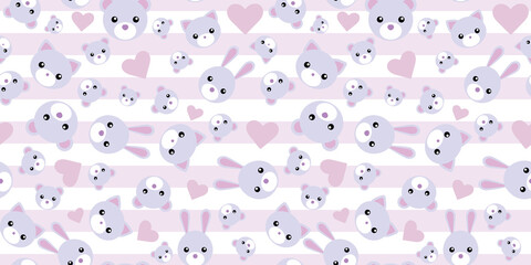 Cute animal seamless repeat pattern background