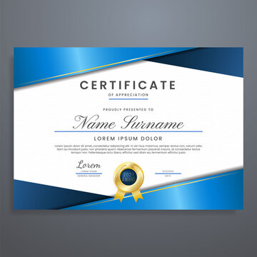 Blue certificate design template vector, can be used for appreciation, event, graduation, attendance, etc.