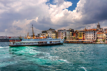 Fototapeta premium Karakoy view from sea in Istanbul. Istanbul is the biggest city of Turkey.