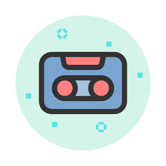 Cassette tape , Music and Sound filled outline icon.