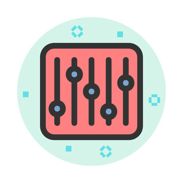 red audio mixer icon on light blue clip art preview