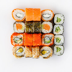 sushi set on the white background