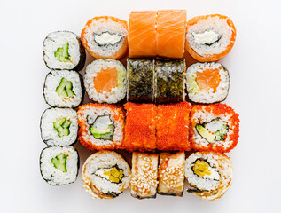 sushi set on the white background