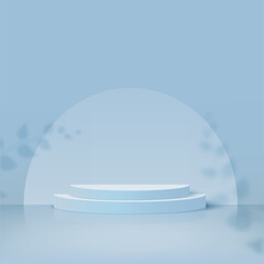Abstract background with blue color geometric 3d podiums. Vector illustration