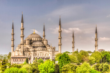 The Blue Mosque view.. Sultanahmet is popular tourist attraction in the Turkey.