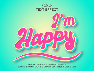 Editable text effect. Pink text effect happiness theme.