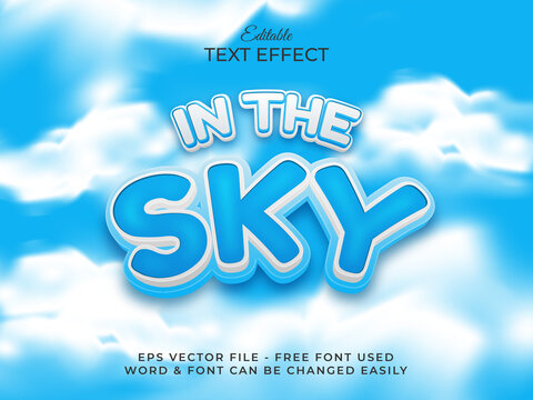Editable text effect. In the sky text fun theme.