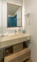 Fototapeta na wymiar Interior of a hotel bathroom with a shower cabin
