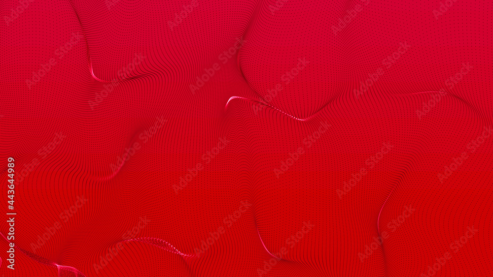 Poster abstract digital background. futuristic wave of dots and weave lines. digital technology. 3d renderi