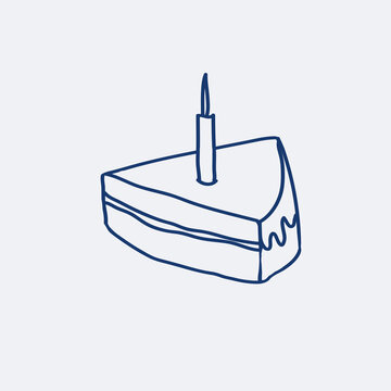 recommend clip art: illustration in doodle style. Hand-drawn cake, blue line.