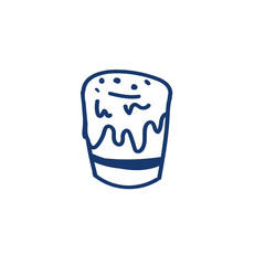 illustration in doodle style. Hand-drawn cake, blue line.