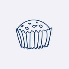 illustration in doodle style. Hand-drawn cake, blue line.