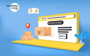 Online shopping on mobile application. E-commerce and online store.