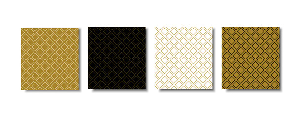 Background geometric patterns. Collection of Gold luxury seamless patterns. Vector Illustration EPS 10.