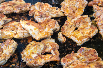 Street food, chicken on the grill