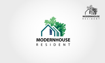 Modern House Resident Vector Logo Template. It's good for symbolize a property or housing business.  Vector logo illustration.