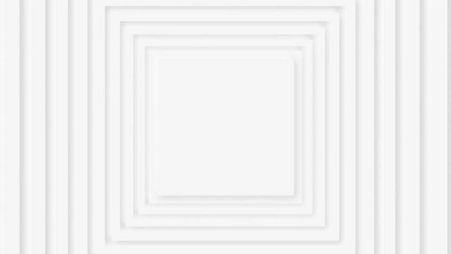 Abstract Neumorphism design rectangle zoom wave for replace logo or text in the center, modern white geometry shape animation presentation background, seamless loop motion 