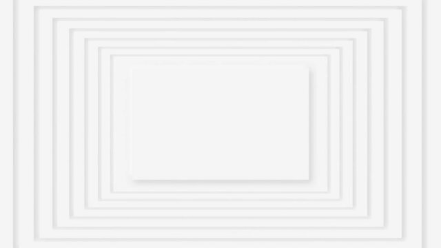 Abstract Neumorphism design rectangle zoom wave for replace logo or text in the center, modern white geometry shape animation presentation background, seamless loop motion 