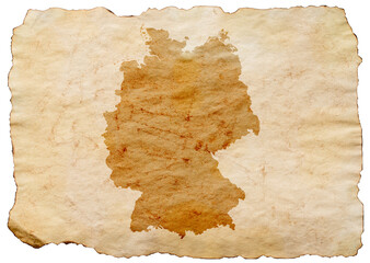 map of Germany on old grunge brown paper