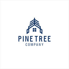 logo design pine tree home, house, forest, tree, icon vector symbol.