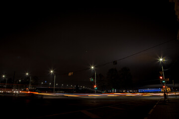 Long exposure scene of city life at night