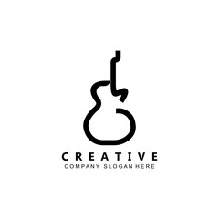 musician musical instrument guitar logo template vector icon