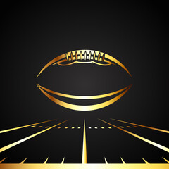 American football logo poster illustration. Gold American football icon on dark background © Cup~Cup~Pop