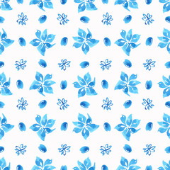 Bright seamless pattern with  watercolor floral elements. Texture for wrapping paper, fabric, cards and invitations.