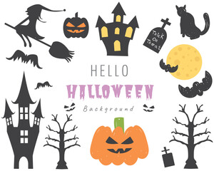 Halloween icons set. Hello halloween decoration set. Vector illustration.