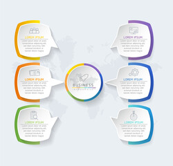 Vector illustration infographics design template, business information, presentation chart, with 6 options or steps. 