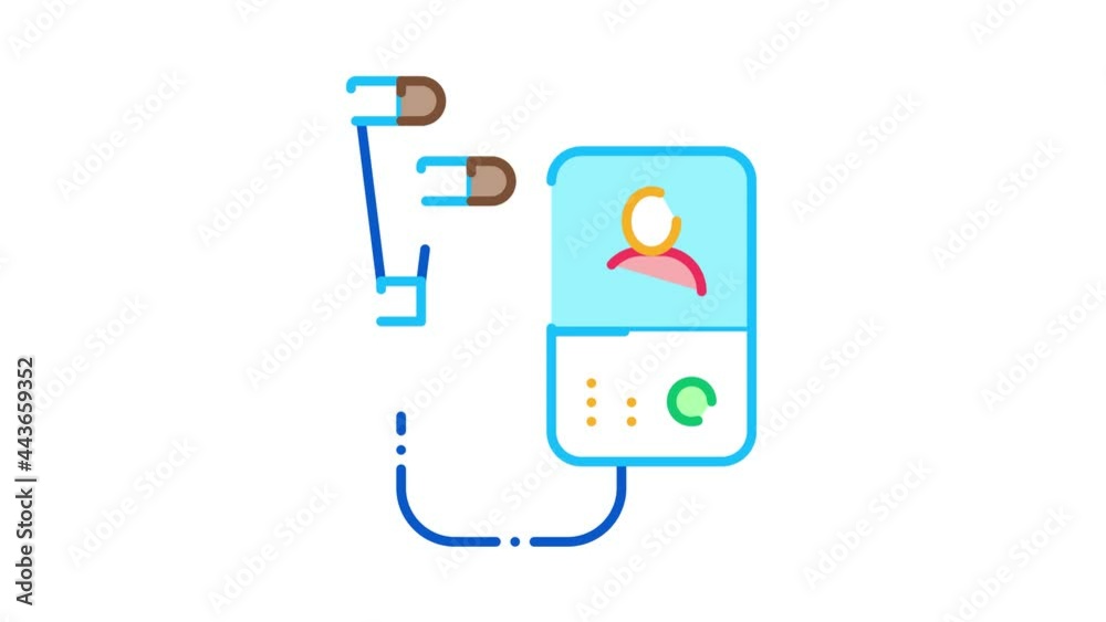 Poster record guide on player icon animation. color record guide on player animated icon on white backgroun