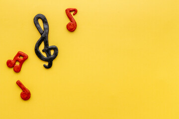 Obraz premium Flat lay of music notes, space for text. Music background