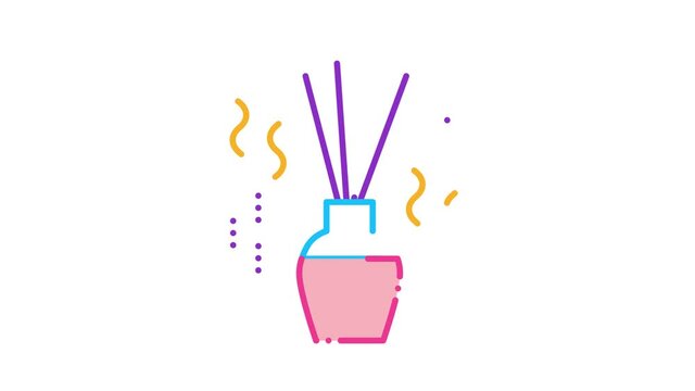 Aroma Sticks Icon Animation. color Aroma Sticks animated icon on white background