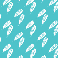 Fototapeta na wymiar seamless pattern light green blue two white feathers corporate identity vector