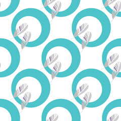 seamless pattern white feathers in double circle logo corporate identity vector 4