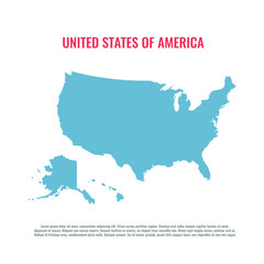 United States of America isolated map and state territory. USA political map illustration template. geographic banner design