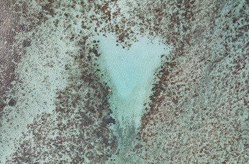 Heart Shape in the Ocean from Coral Reefs with a Deep Blue Sea Horizon Copy Space No People