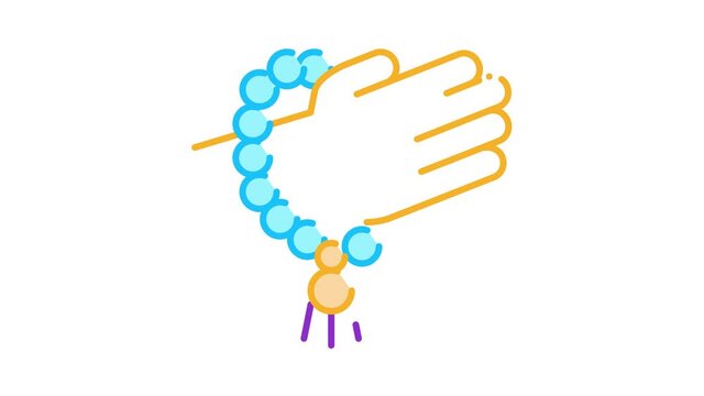 Yoga Meditation Bracelet Icon Animation. color Yoga Meditation Bracelet animated icon on white background