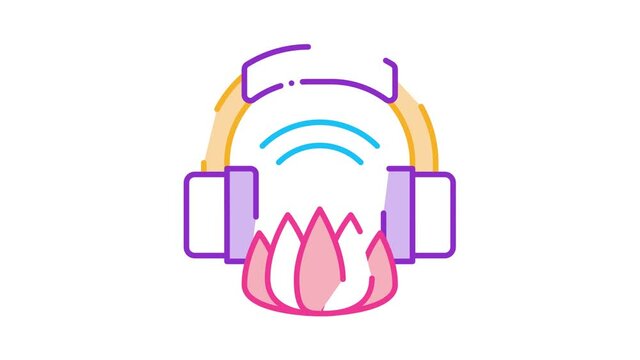 Music for Meditation Icon Animation. color Music for Meditation animated icon on white background