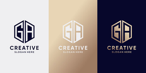 Fototapeta premium Creative monogram logo design initial letter GA with hexagon style. Logo icon for business company and personal