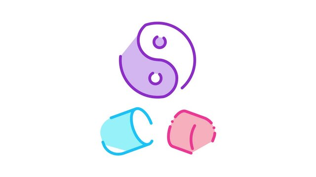 Yin Yang Capsule Icon Animation. color Yin Yang Capsule animated icon on white background