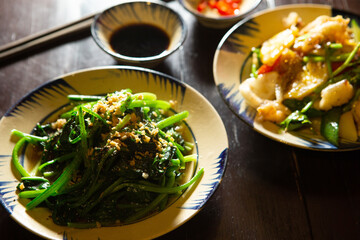 Vietnamese food, stir-fried fresh vegetables 