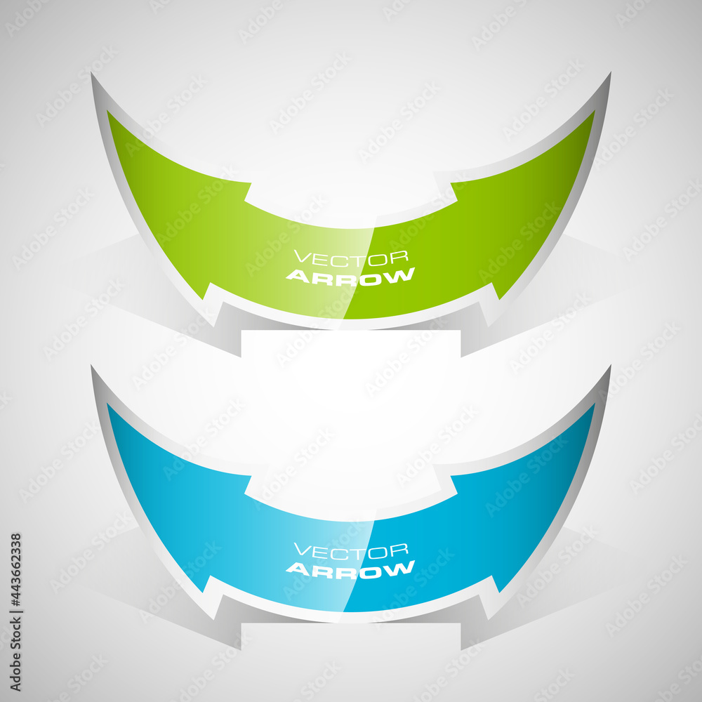 Poster Vector Arrow banners set. Direct shape. 3d Abstract Background. Business infographic presentation diagram. Section compare service. Up and down trend. Paper index. Exact pointer