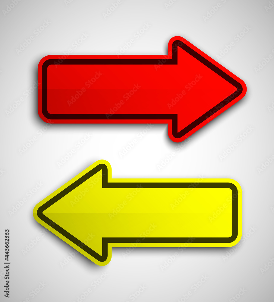 Poster Arrow banners set. Direct shape. 3d Abstract Background. Business infographic presentation diagram. Section compare service. Up and down trend. Paper index. Exact pointer