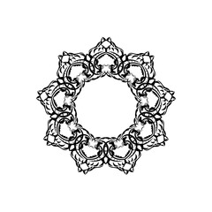 Fototapeta premium Indian mandala logo. Circular ornament. Isolated element for design and coloring on a white background.